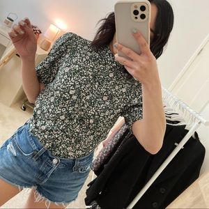 NWT ZARA Backless Floral Green Top